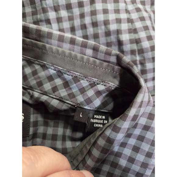 BOSS Hugo Boss Shirt Mens‎ Large Gray Black Gingham Check Slim Fit Button Up - Picture 8 of 11